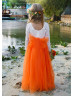 Ivory Lace Burnt Orange Tulle Fall Flower Girl Dress